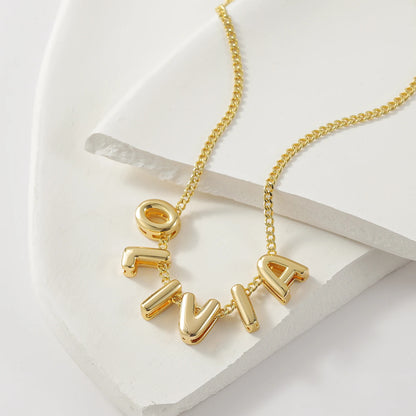 14K Gold Plated Bubble Name Necklace