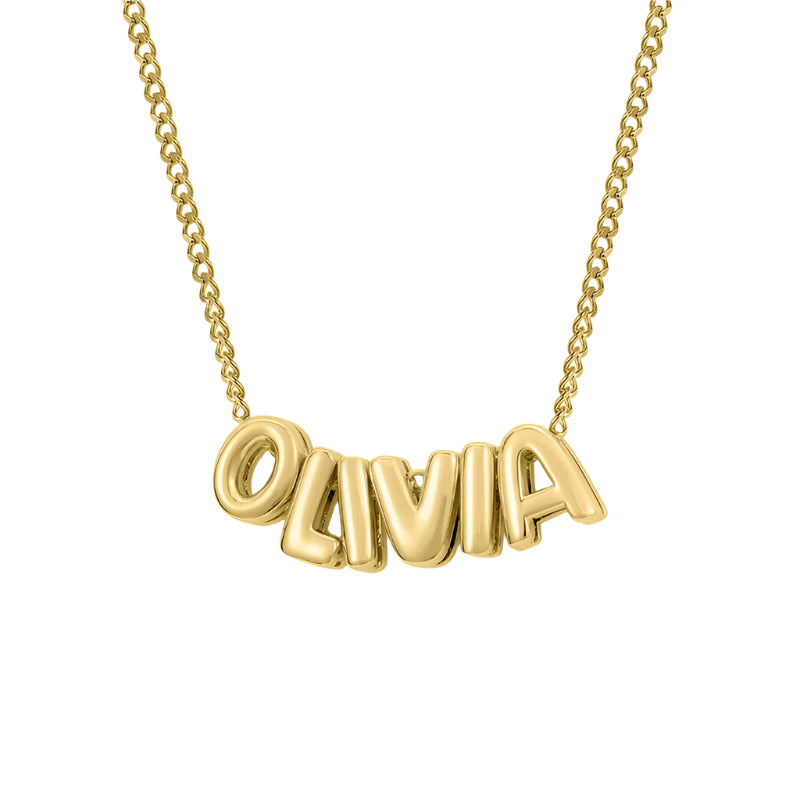 14K Gold Plated Bubble Name Necklace