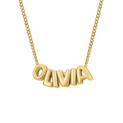 14K Gold Plated Bubble Name Necklace