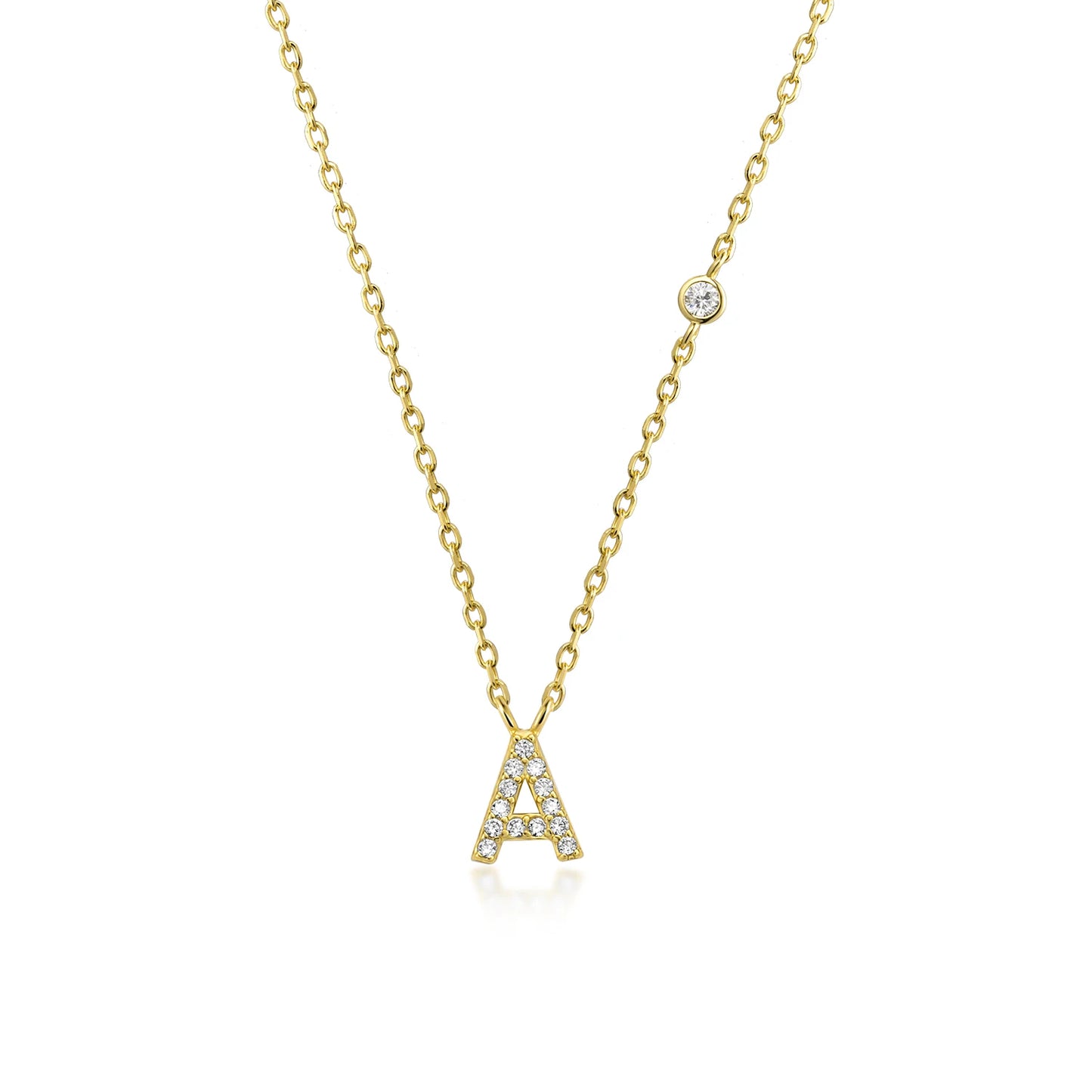 18K Gold Plated Sterling Silver Alphabet Monogram Pendant Necklace