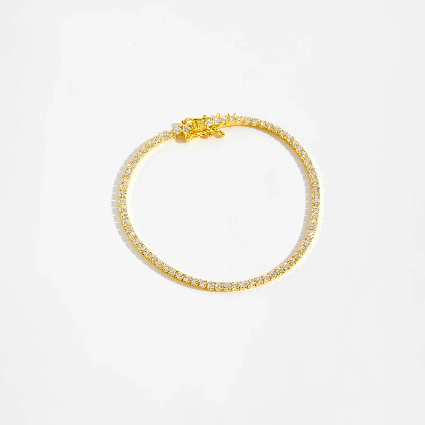 18k Gold-Plated Sterling Silver 2mm CZ Tennis Bracelet