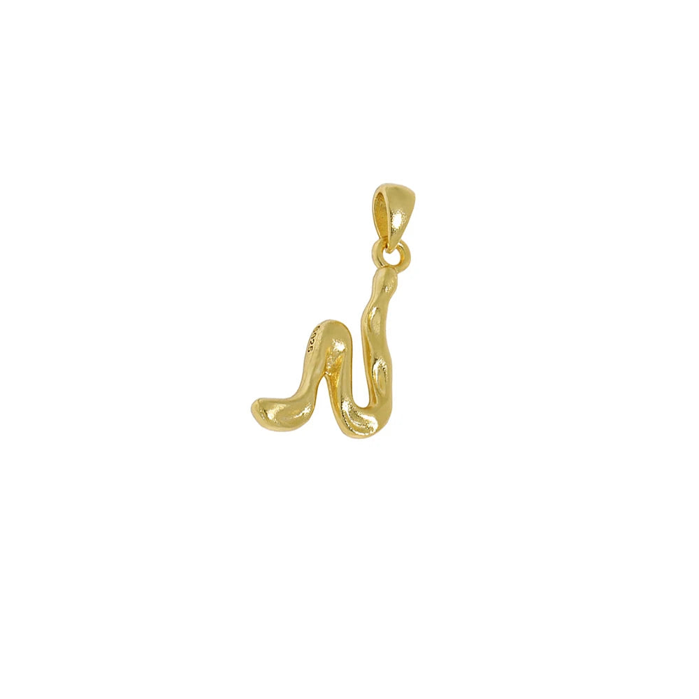 18K Gold Plated Sterling Silver Letter Charm with Universal Chain