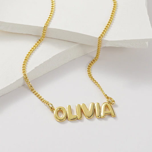 18K Gold Plated One Piece Bubble Name