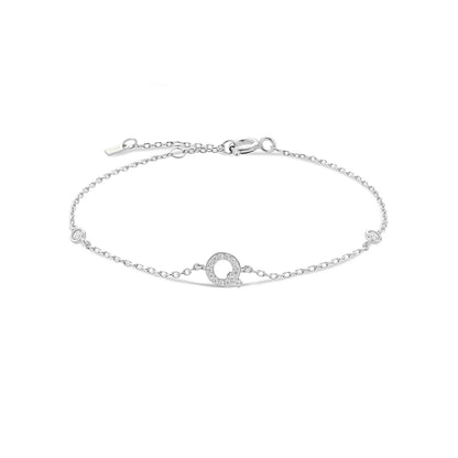 Sterling Silver Alphabet Monogram Bracelet CZ