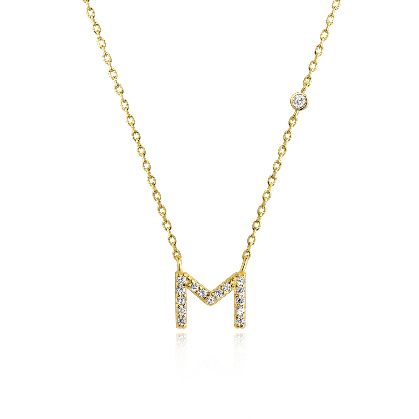 18K Gold Plated Sterling Silver Alphabet Monogram Pendant Necklace