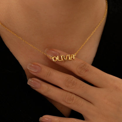 14K Solid Gold 3D Balloon Letter Name Necklace