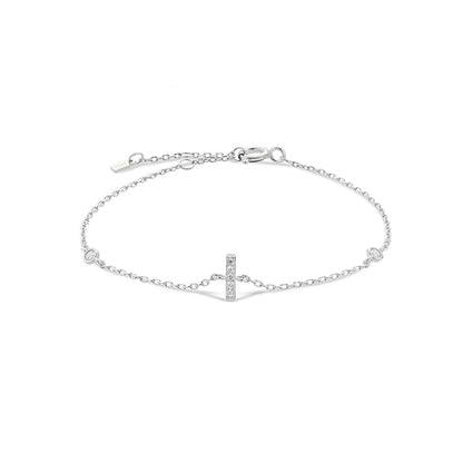 Sterling Silver Alphabet Monogram Bracelet CZ