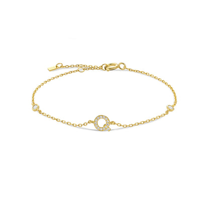 18k Gold Plated Sterling Silver Alphabet Monogram Bracelet CZ