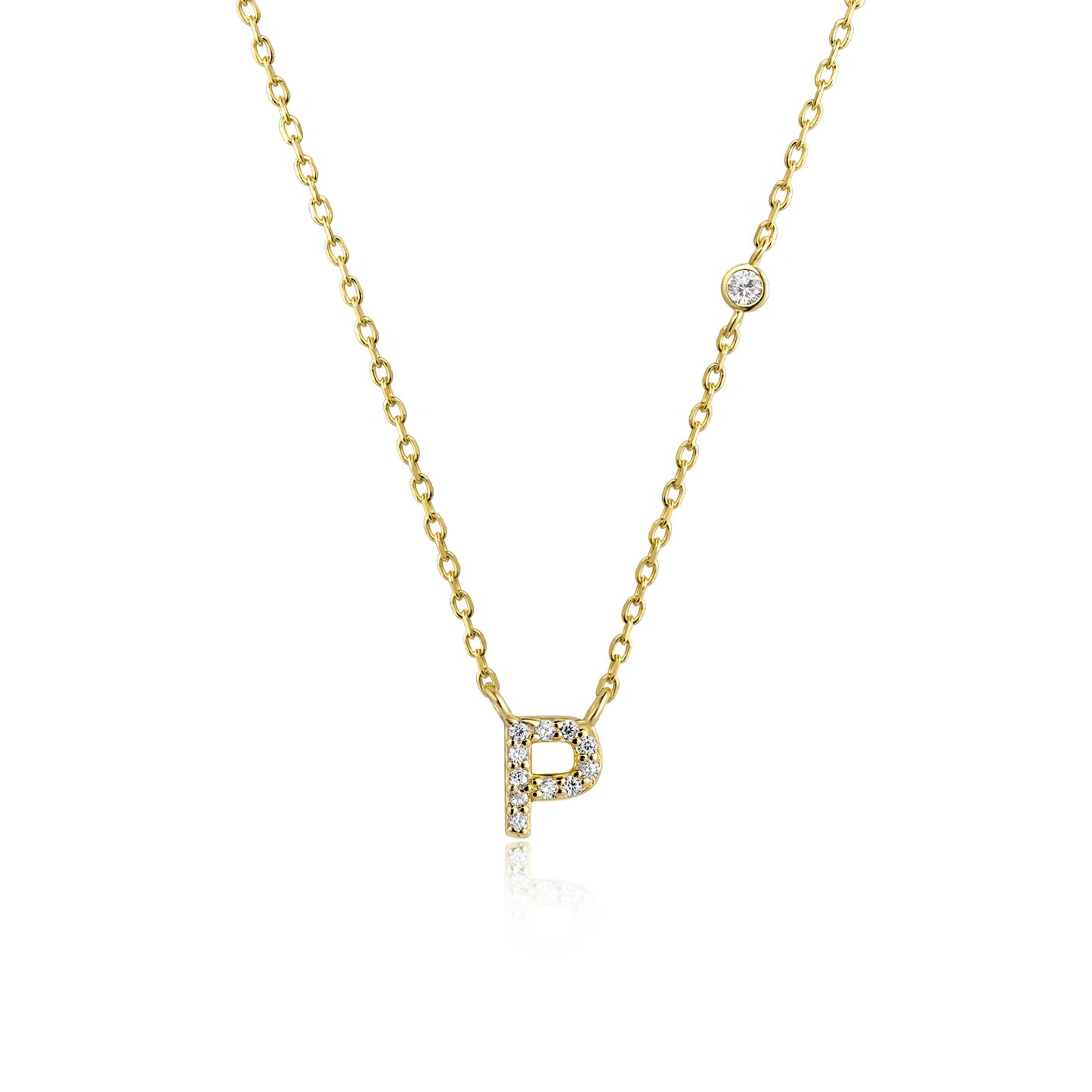 18K Gold Plated Sterling Silver Alphabet Monogram Pendant Necklace