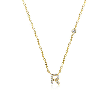 18K Gold Plated Sterling Silver Alphabet Monogram Pendant Necklace