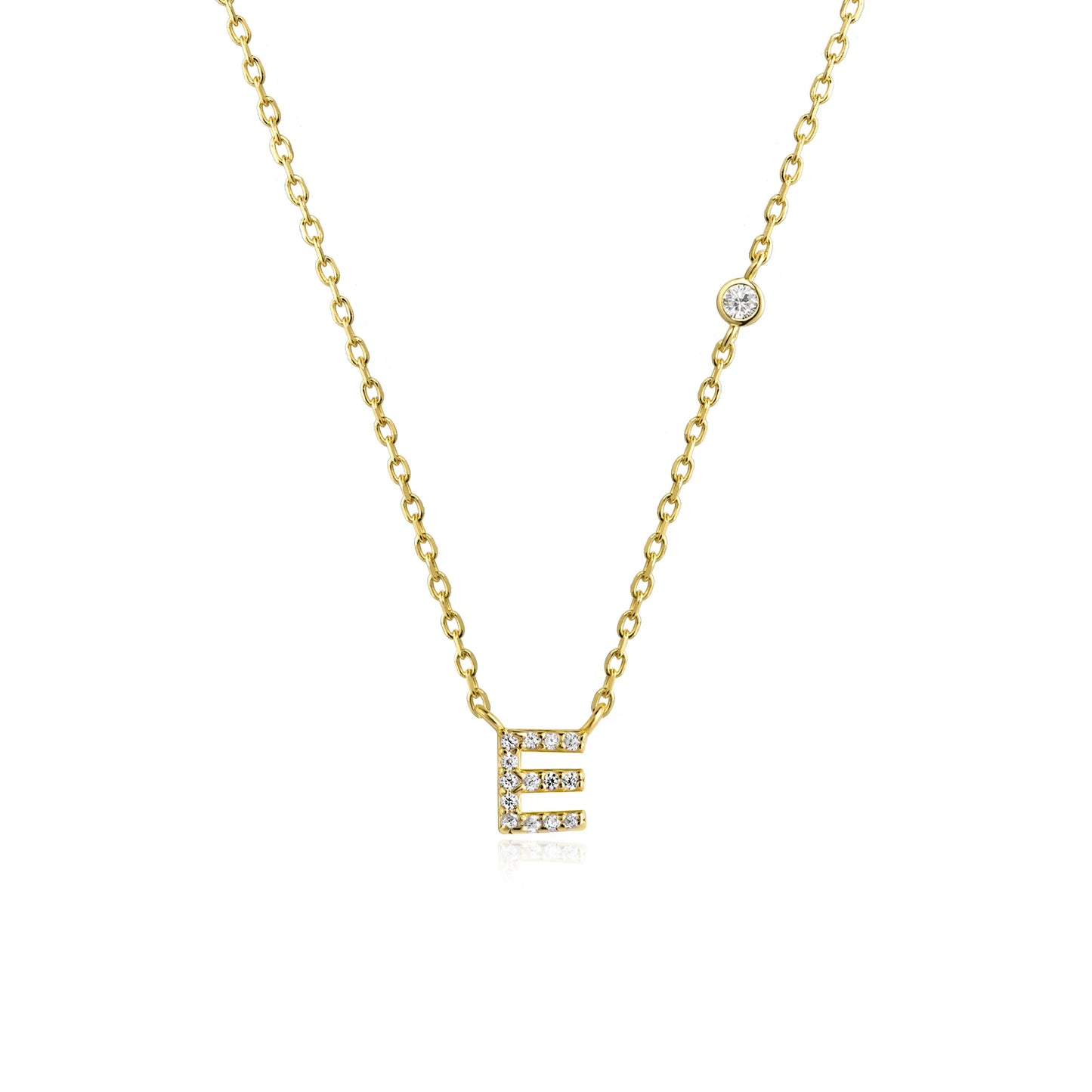 18K Gold Plated Sterling Silver Alphabet Monogram Pendant Necklace