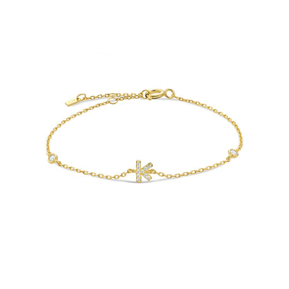 18k Gold Plated Sterling Silver Alphabet Monogram Bracelet CZ