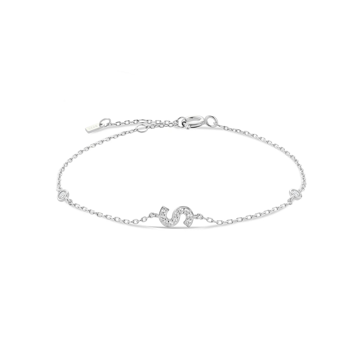 Sterling Silver Alphabet Monogram Bracelet CZ