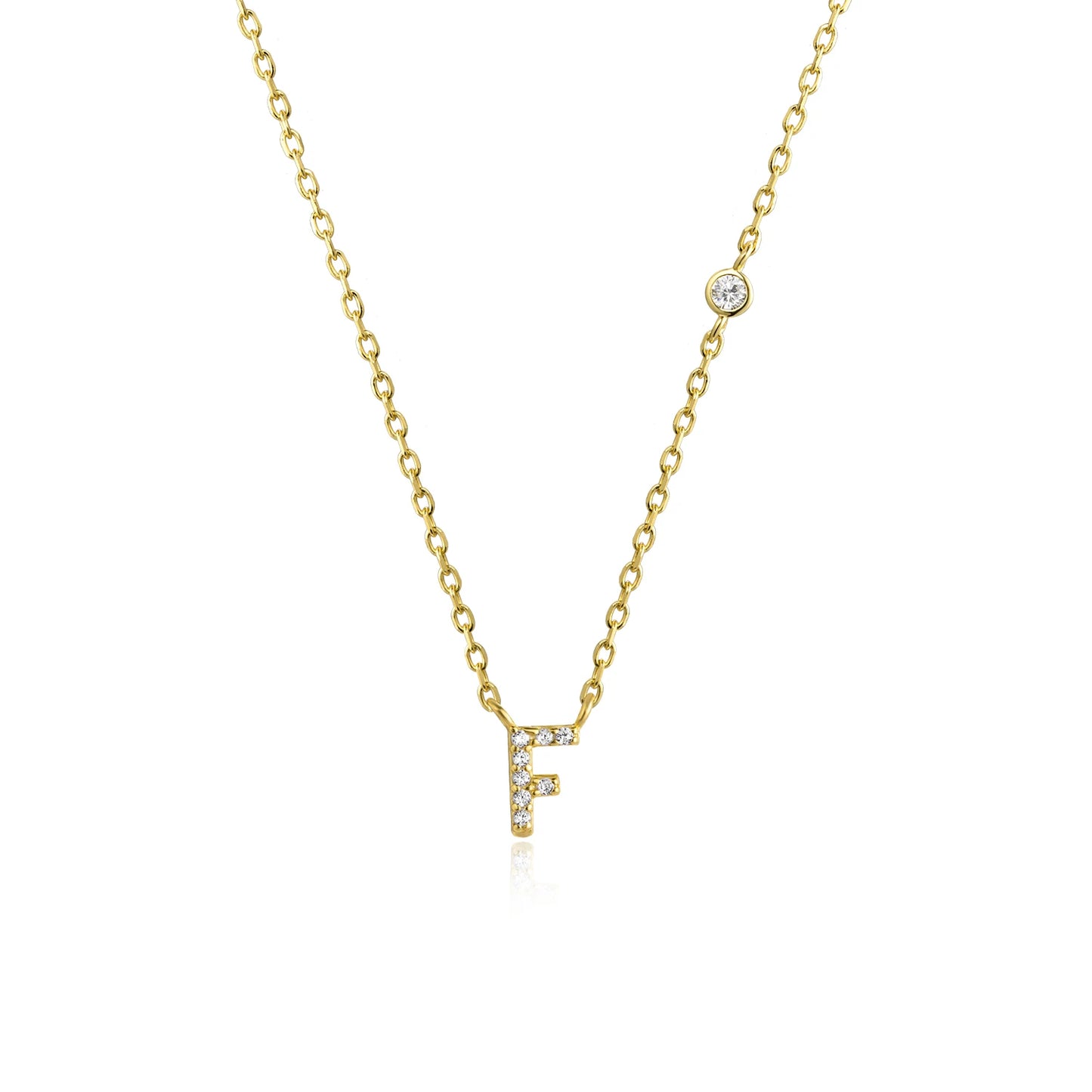 18K Gold Plated Sterling Silver Alphabet Monogram Pendant Necklace