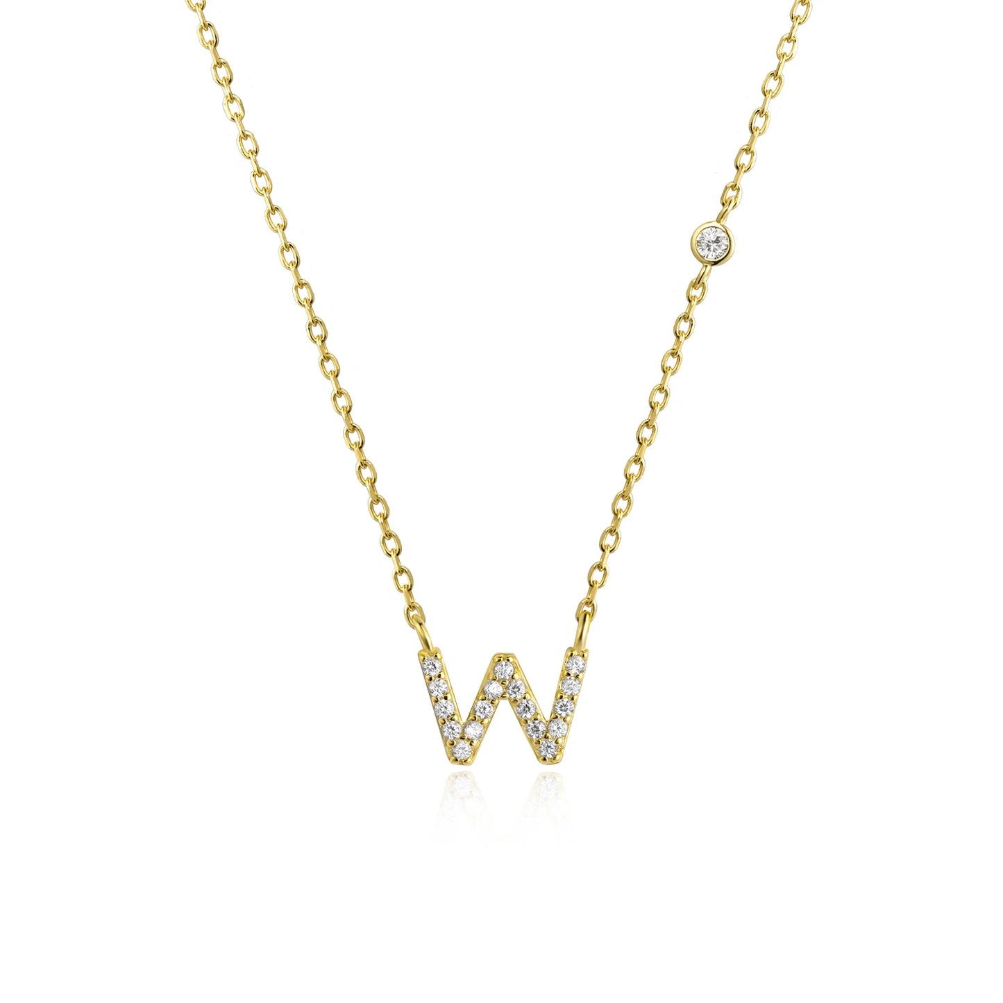 18K Gold Plated Sterling Silver Alphabet Monogram Pendant Necklace