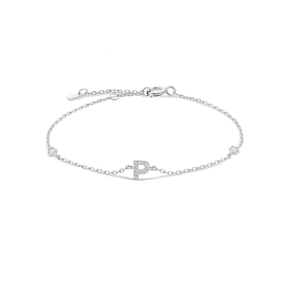 Sterling Silver Alphabet Monogram Bracelet CZ