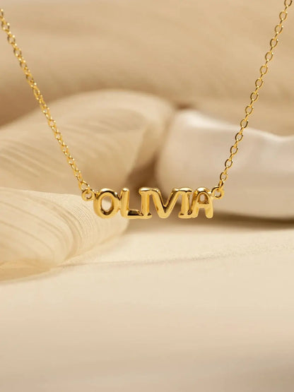 14K Solid Gold 3D Balloon Letter Name Necklace