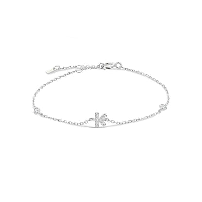 Sterling Silver Alphabet Monogram Bracelet CZ