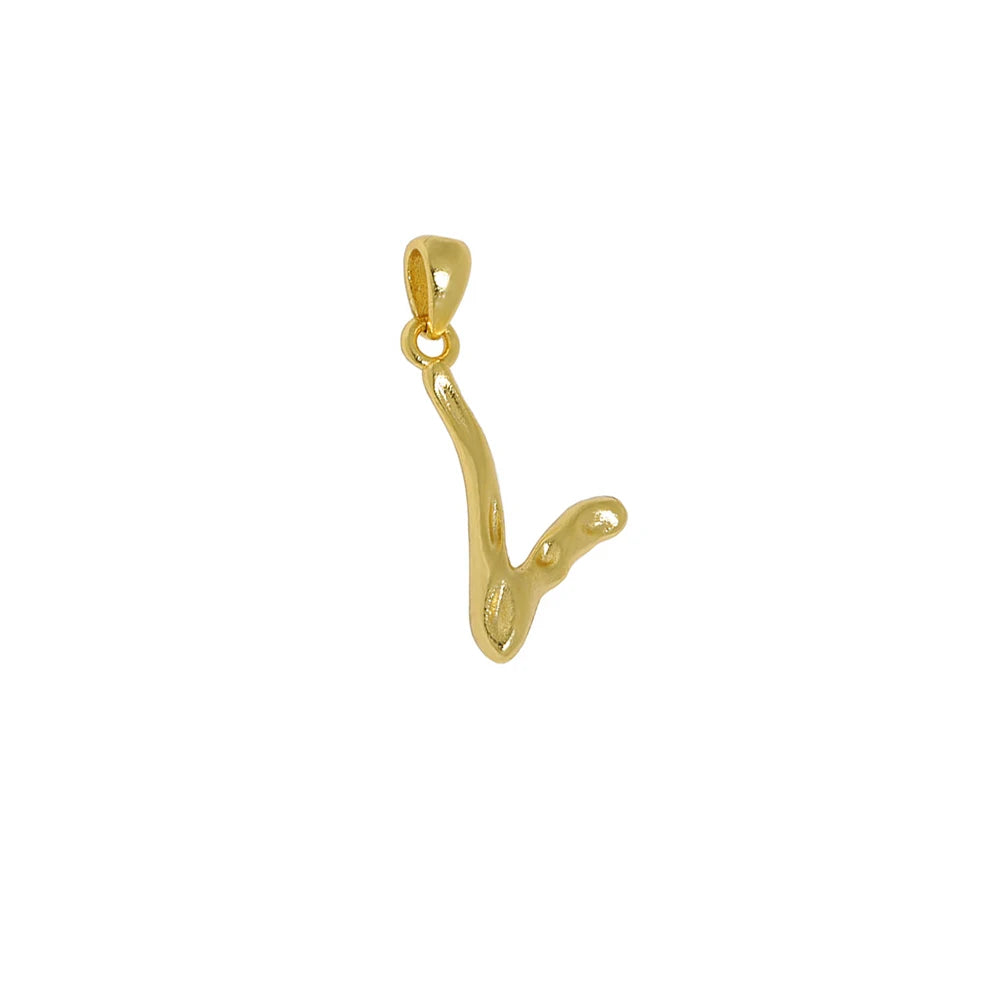 18K Gold Plated Sterling Silver Letter Charm with Universal Chain