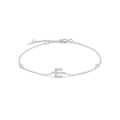 Sterling Silver Alphabet Monogram Bracelet CZ