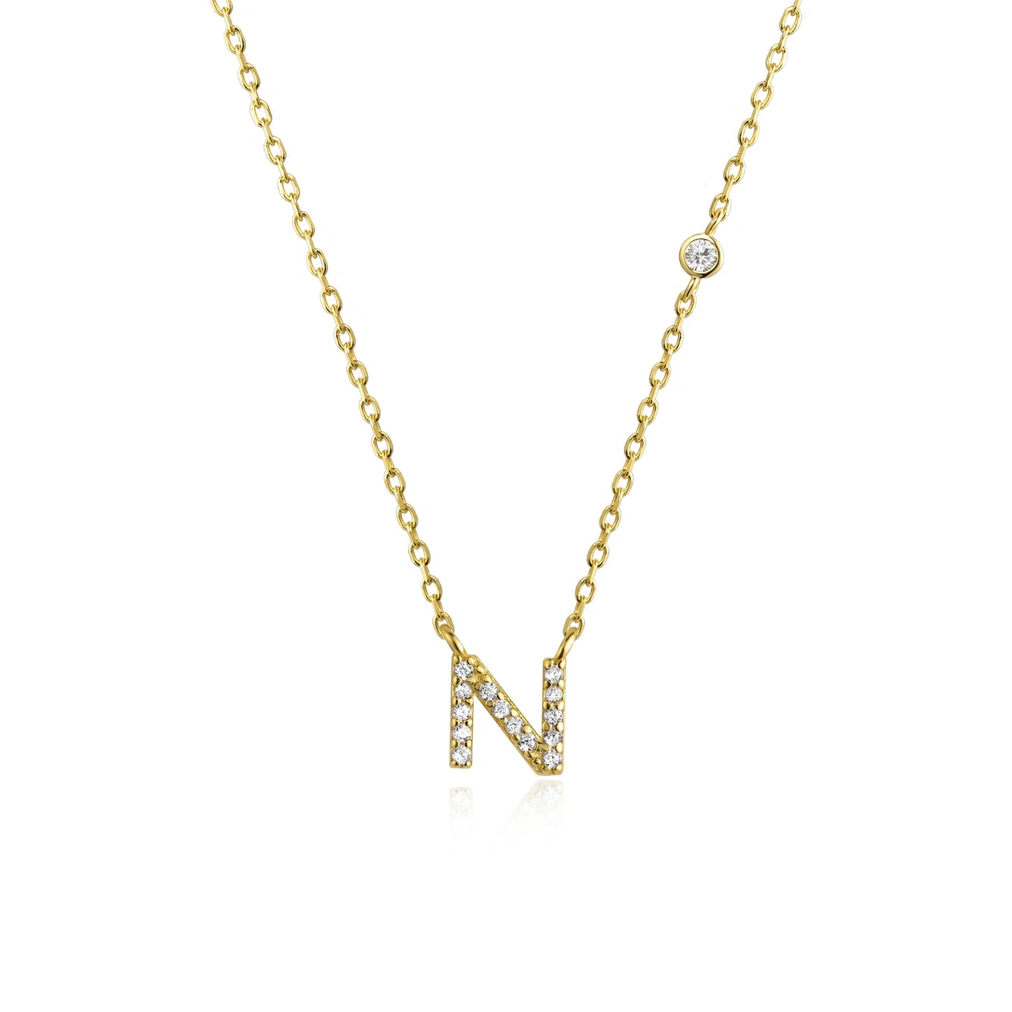 18K Gold Plated Sterling Silver Alphabet Monogram Pendant Necklace