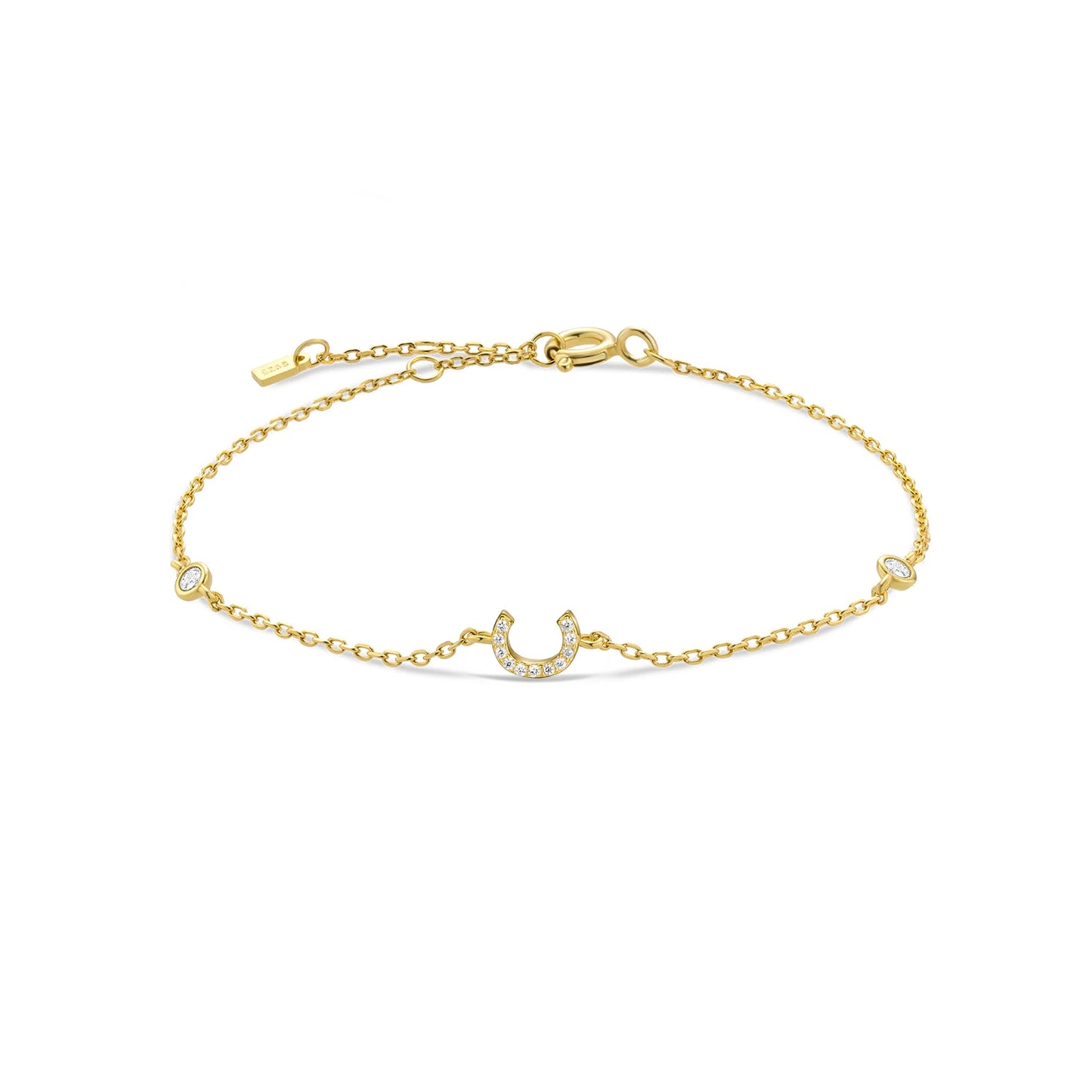 18k Gold Plated Sterling Silver Alphabet Monogram Bracelet CZ