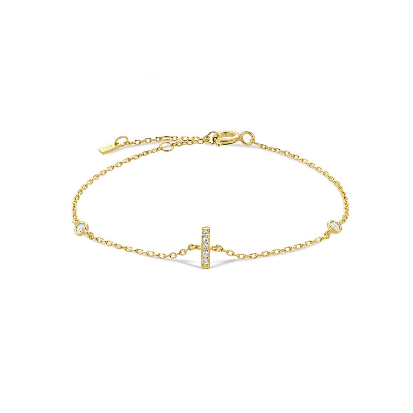 18k Gold Plated Sterling Silver Alphabet Monogram Bracelet CZ