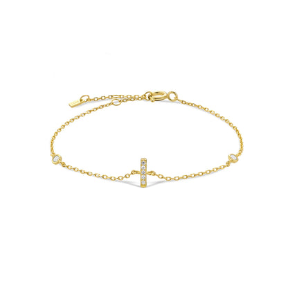 18k Gold Plated Sterling Silver Alphabet Monogram Bracelet CZ