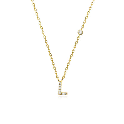 18K Gold Plated Sterling Silver Alphabet Monogram Pendant Necklace