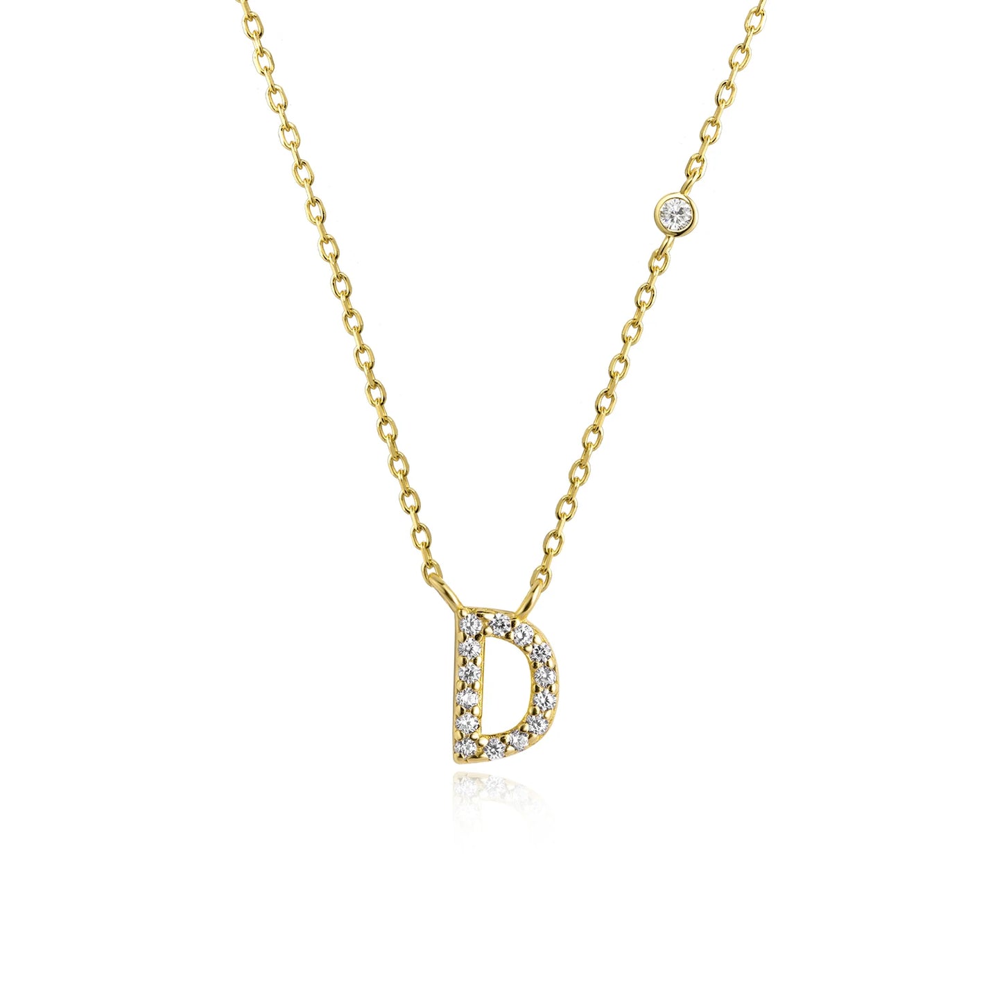 18K Gold Plated Sterling Silver Alphabet Monogram Pendant Necklace