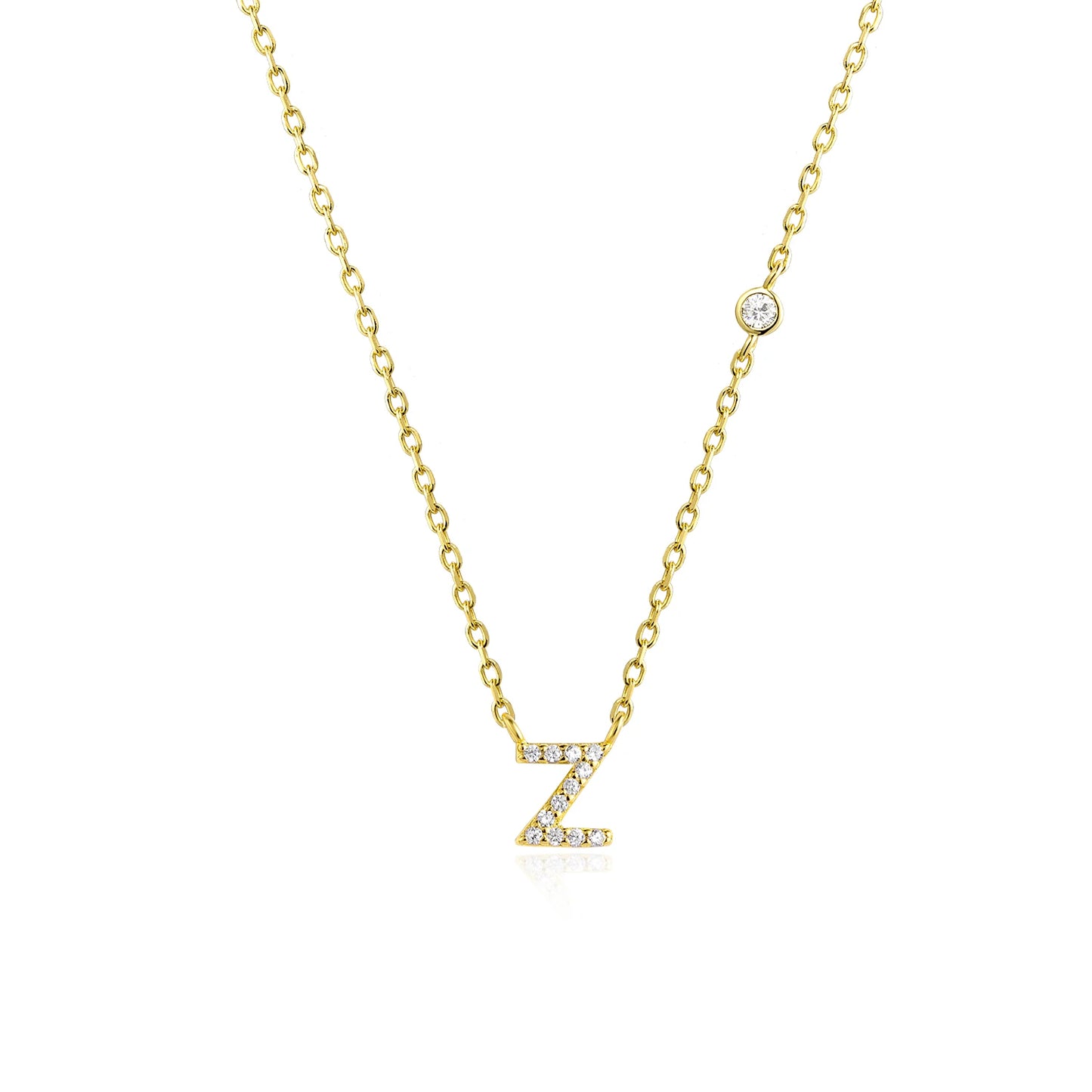 18K Gold Plated Sterling Silver Alphabet Monogram Pendant Necklace