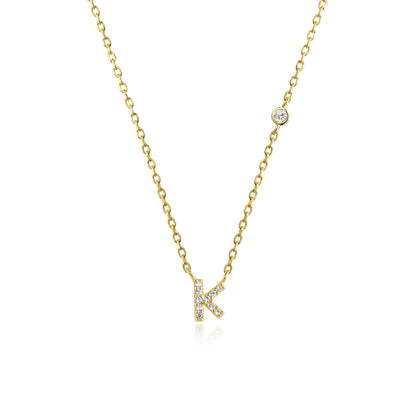 18K Gold Plated Sterling Silver Alphabet Monogram Pendant Necklace