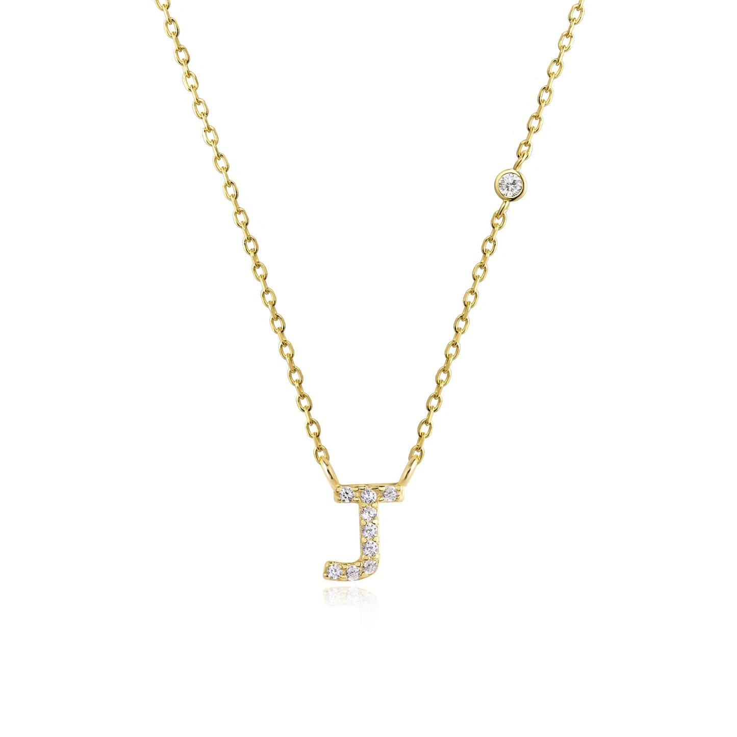 18K Gold Plated Sterling Silver Alphabet Monogram Pendant Necklace