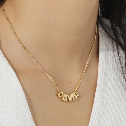 14K Gold Plated Bubble Name Necklace