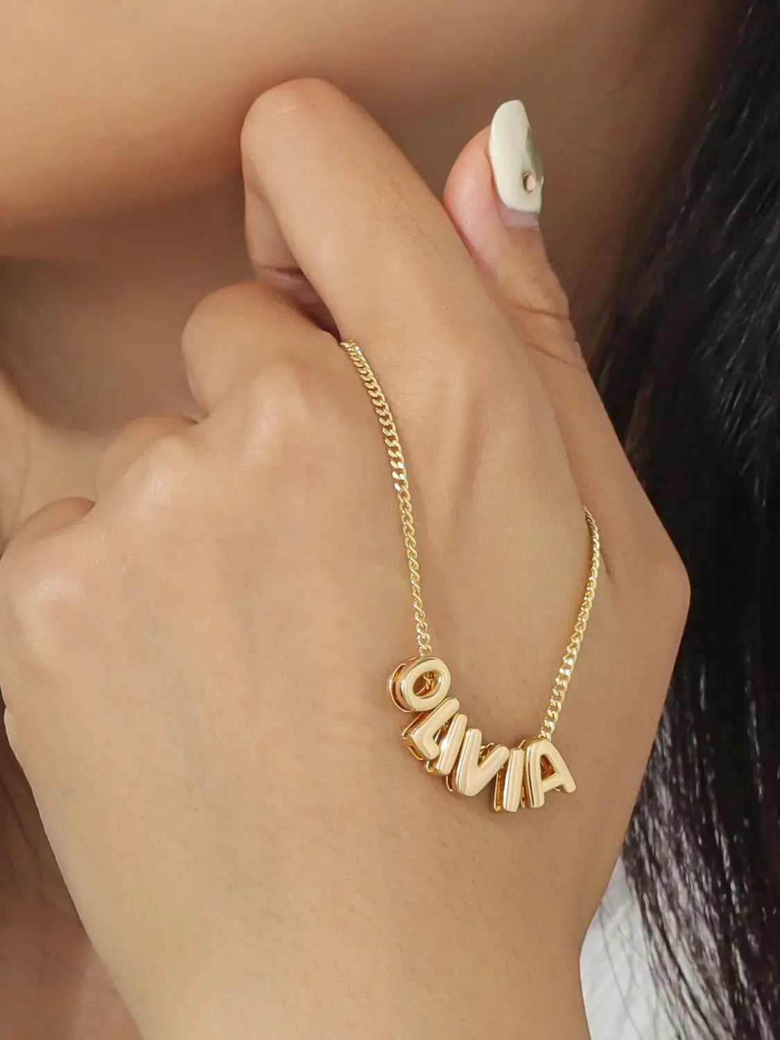 14K Gold Plated Bubble Name Necklace